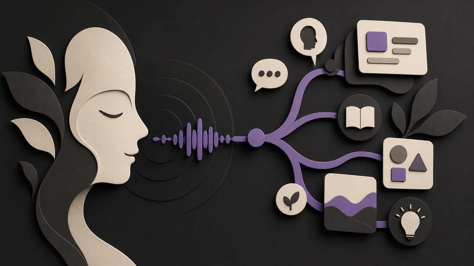 Editorial visualization of a voice-led AI learning companion