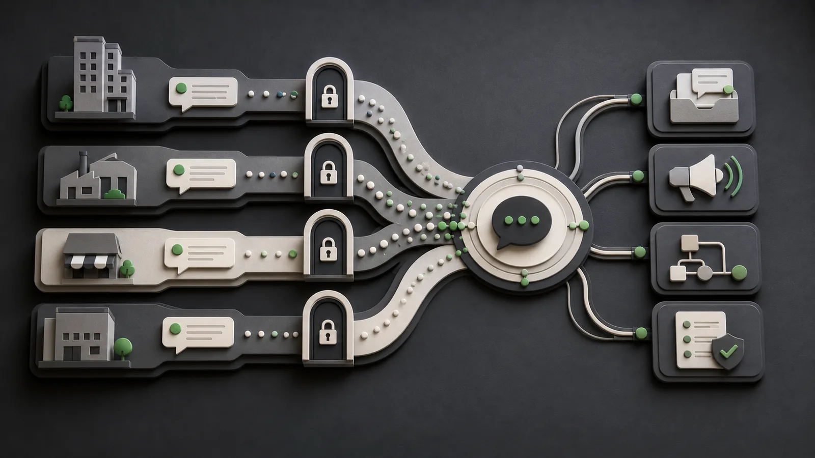 Editorial visualization of secure multi-tenant messaging operations
